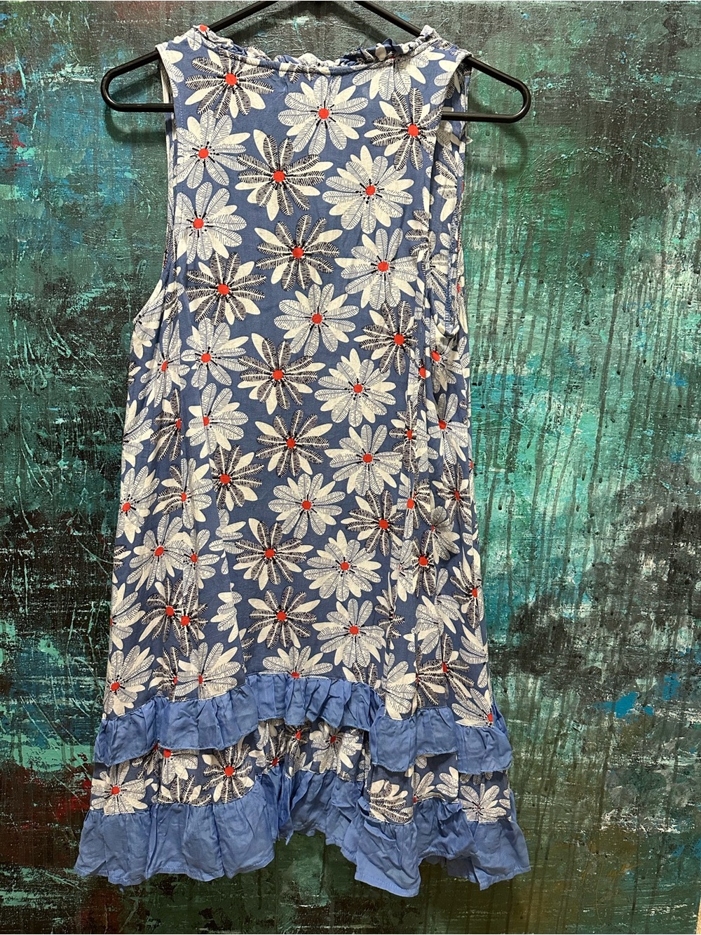 Blue Daisy Ruffle Hem Dress - Picture 2 of 5